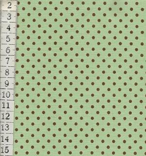 puntíky hnědé na zeleném  šířka 110 cm